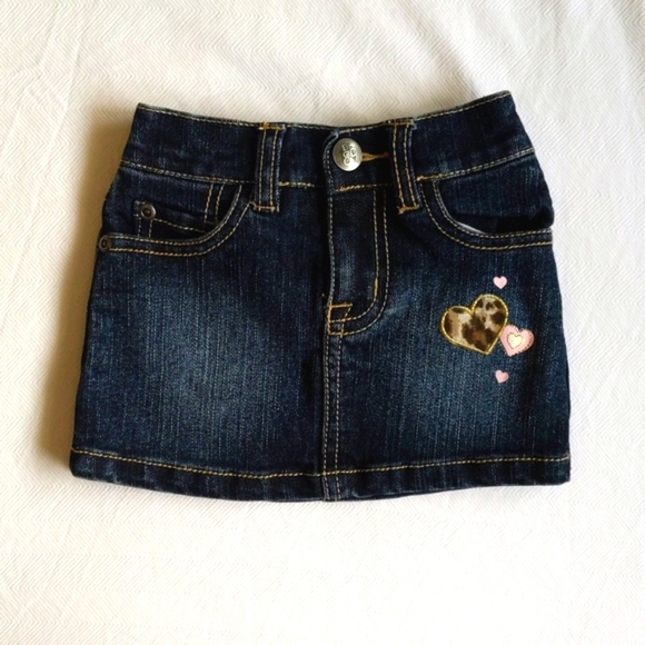 children's place heart patch denim jean skirt with modesty shorts 12 months baby - Picture 1 of 7